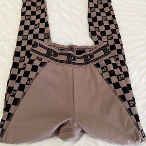 PINK Victoria's Secret Checkerboard High-Waist Leggings in Taupe and Black